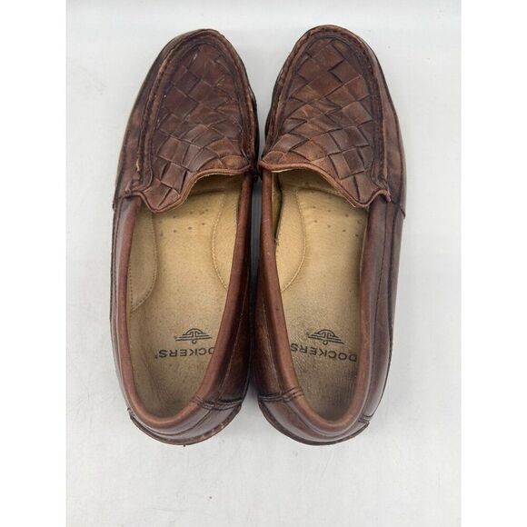 Dockers Brown Men’s Woven Leather Padded Loafers Size 10 - Picture 5 of 9